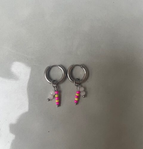 June Oorbellen wit/zilver