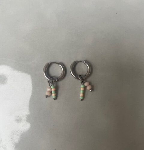 June Oorbellen beige/zilver