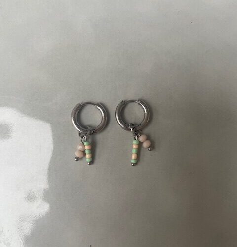 June Oorbellen beige/zilver