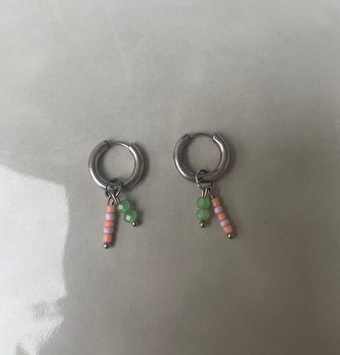 June Oorbellen groen/zilver