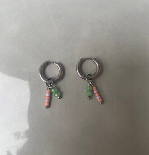 June Oorbellen groen/zilver