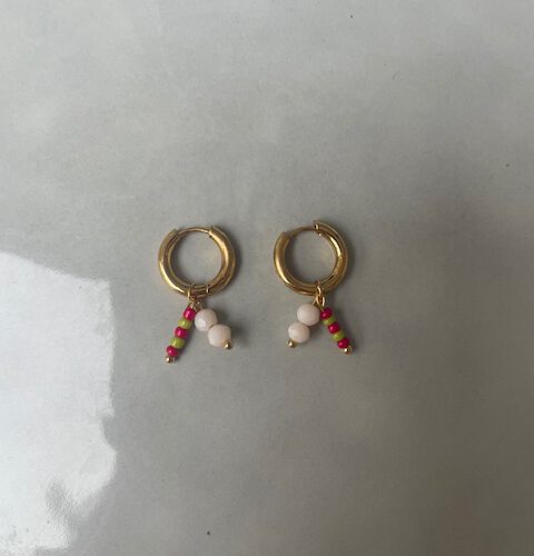 June Oorbellen beige/goud