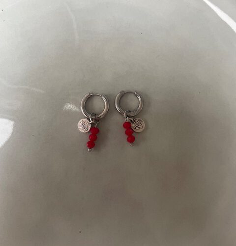 DQ Cirkel Hoops bordeaux/zilver