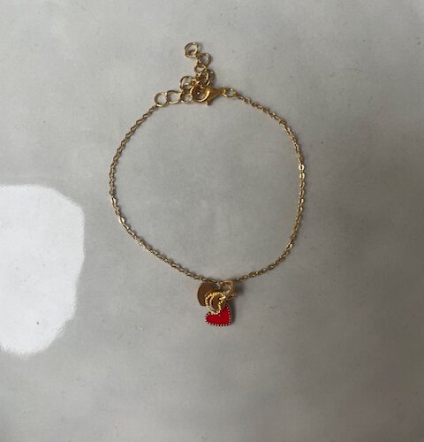 Heart Charm Armband rood/goud