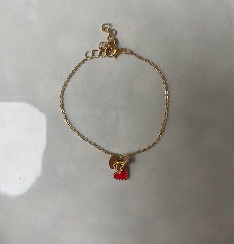 Heart Charm Armband rood/goud