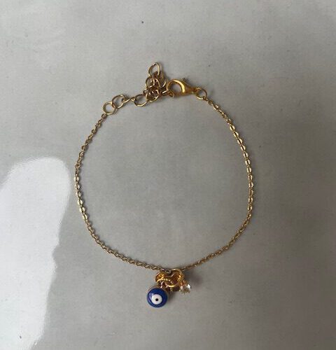 Evil Eye Charm Armband blauw/goud
