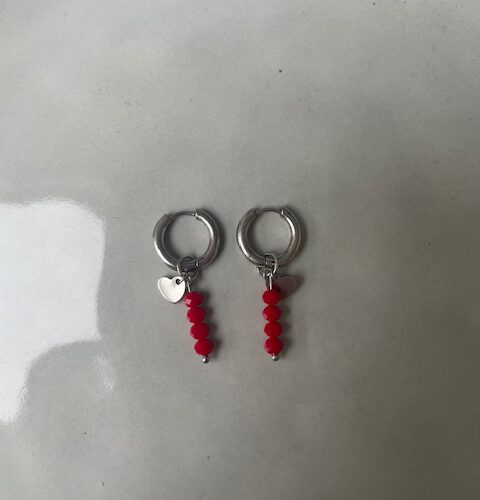 Candy Bubble Heart Oorbellen bordeaux/zilver