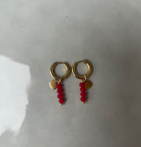 Candy Bubble Heart Oorbellen bordeaux/goud