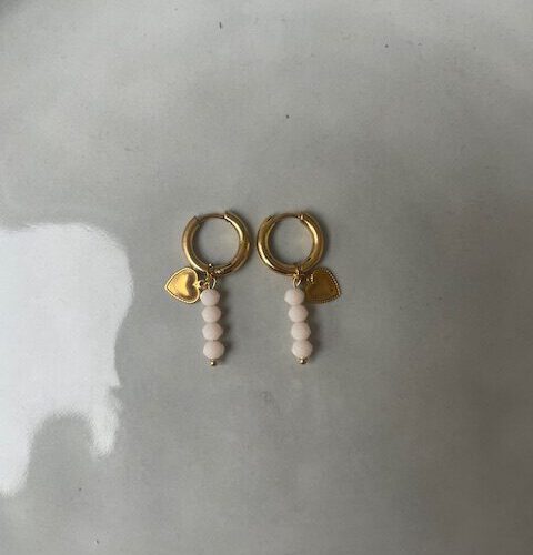 Candy Bubble Heart Oorbellen beige/goud