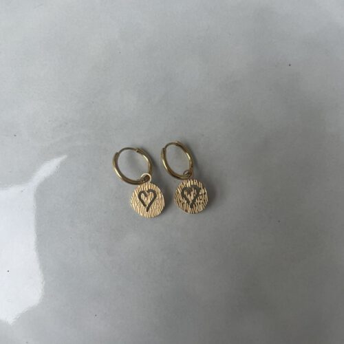 Printed Heart Oorbellen goud