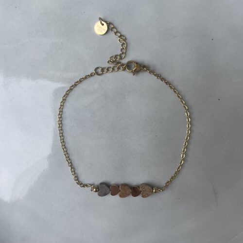 Brown Hearts Armband goud