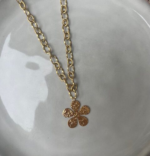 Chunky Flower Ketting goud