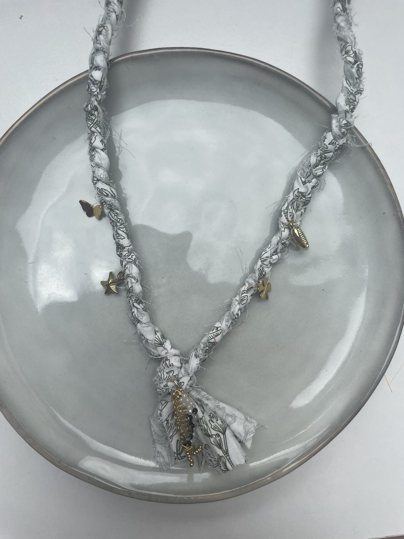 Bandana Ketting Bedels groen/wit