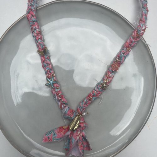Color Bandana Ketting Bedels roze/blauw