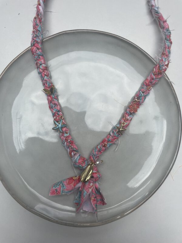 Color Bandana Ketting Bedels roze/blauw