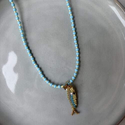 Summer Fish Beads Ketting blauw/geel