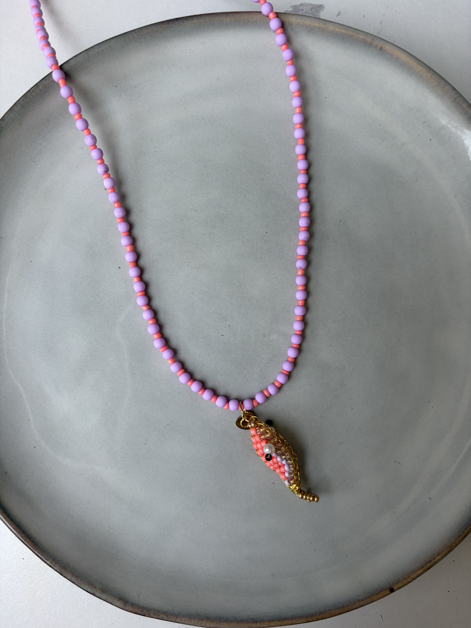 Summer Fish Beads Ketting lila/koraal