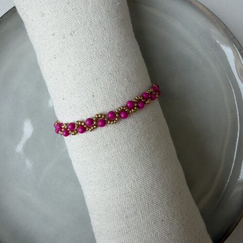 Swirl Armbandje fuchsia/goud