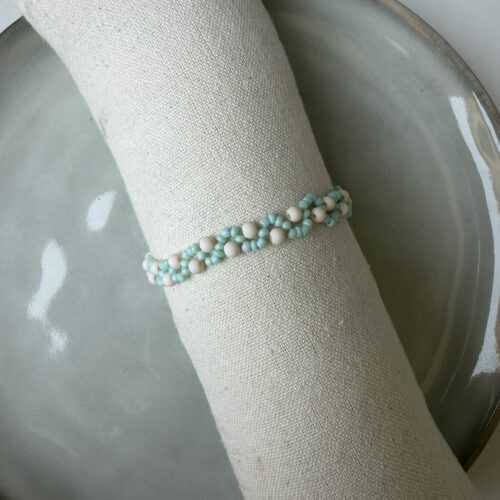 Swirl Armbandje turquoise/beige