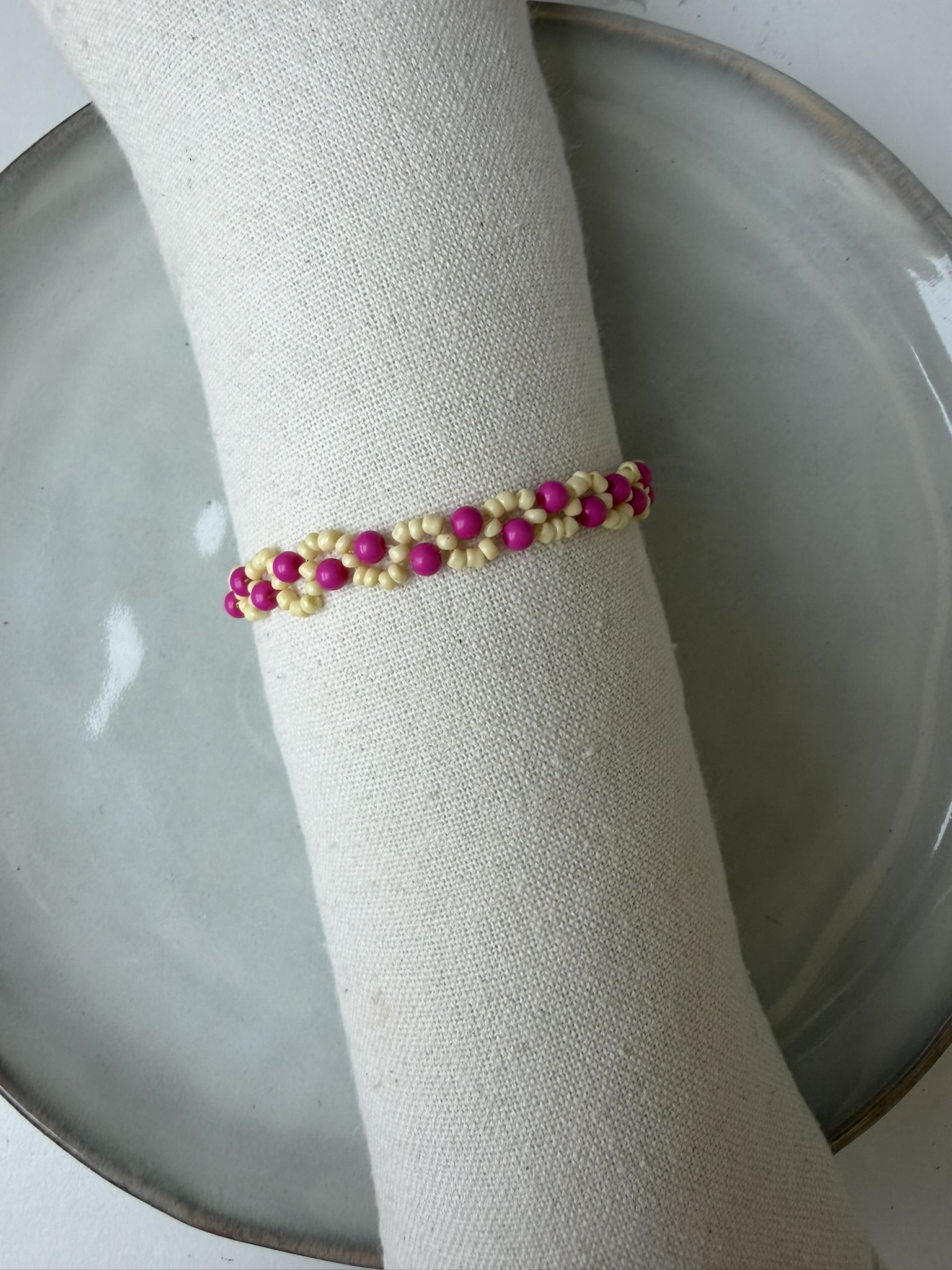 Swirl Armbandje geel/fuchsia
