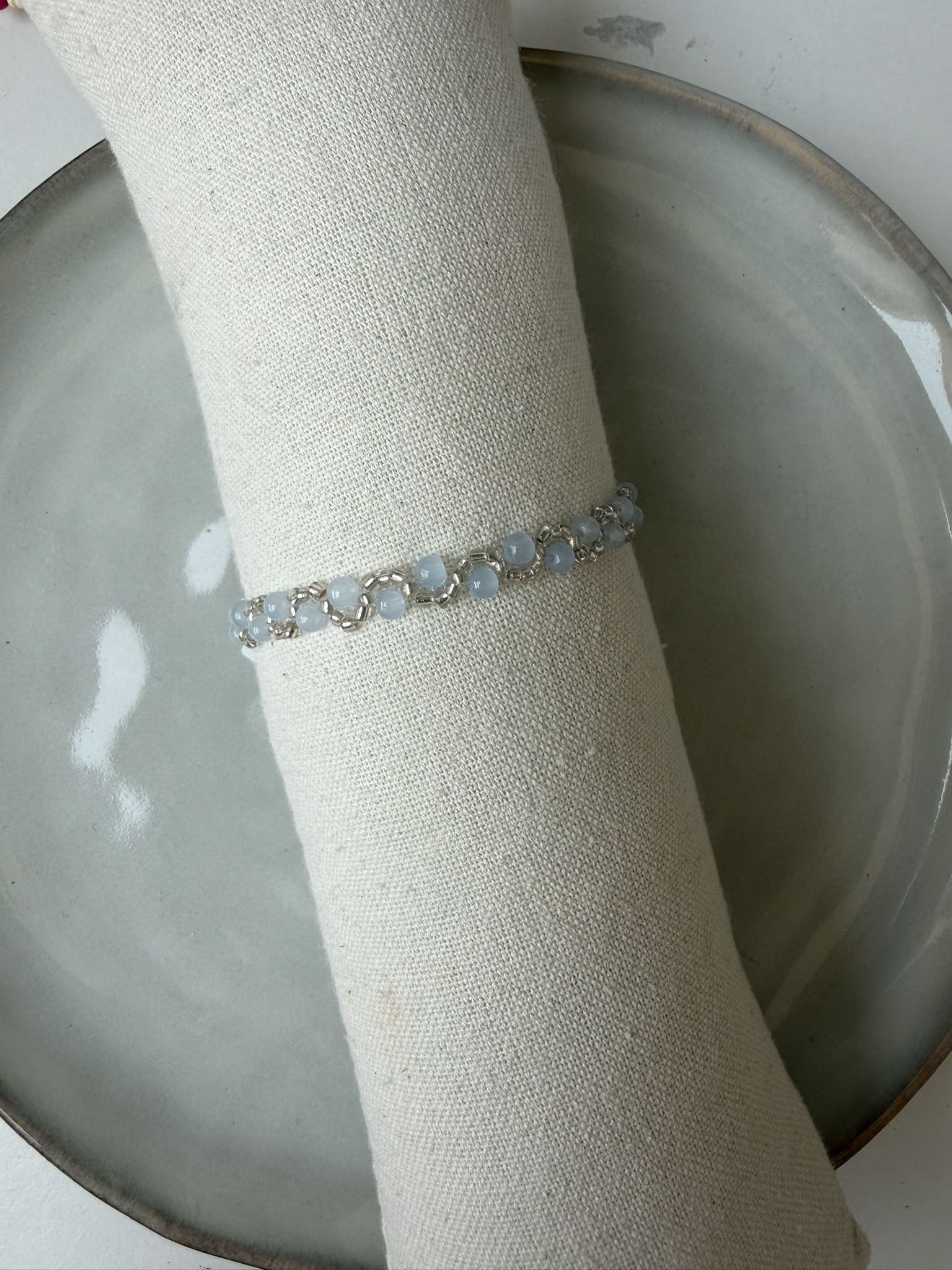 Swirl Armbandje blauw/wit