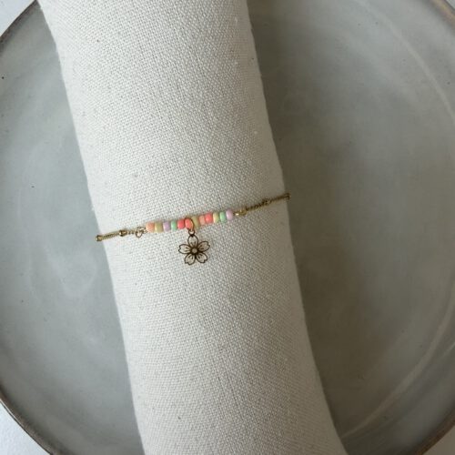 Color Flower Charm Enkelbandje goud
