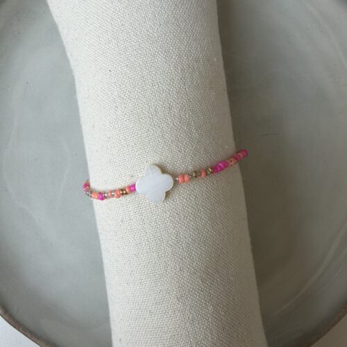 Zomer Klaver Enkelbandje roze/oranje