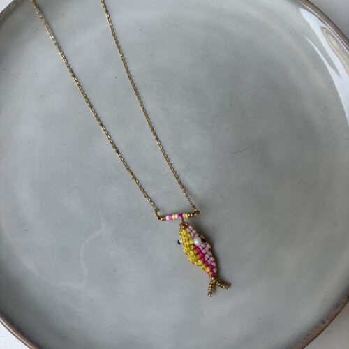 Kids Fish Ketting goud/roze