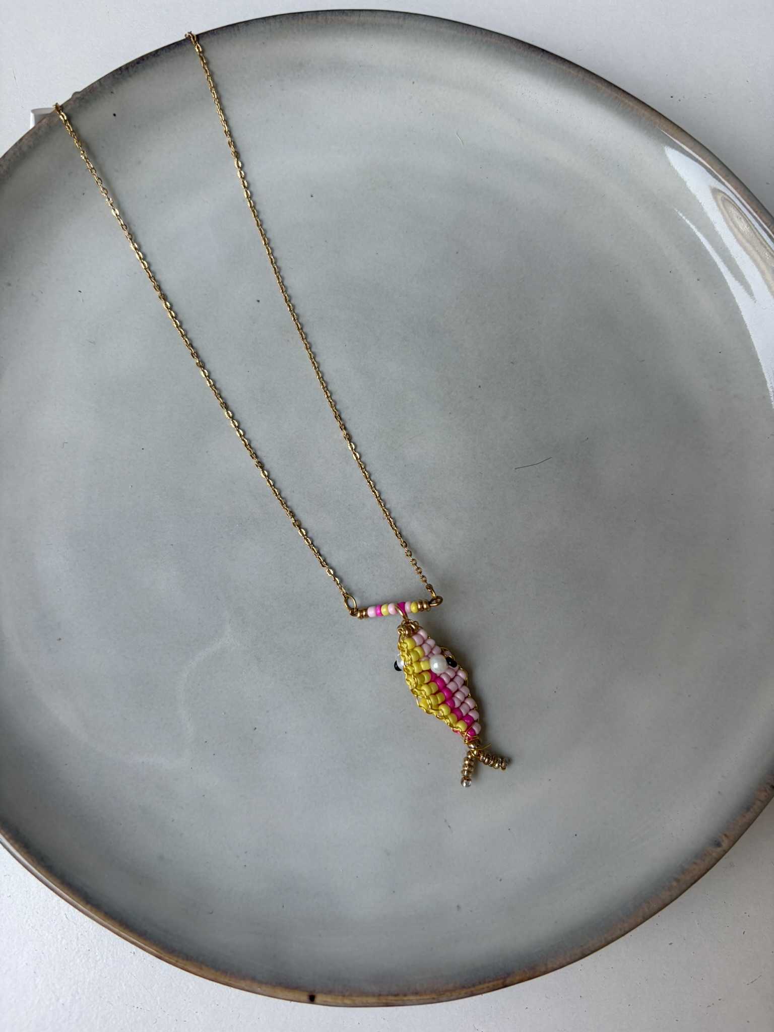 Kids Fish Ketting goud/roze