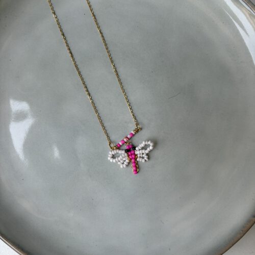Kids Butterfly ketting goud/roze