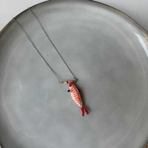 Kids Fish Ketting zilver/rood