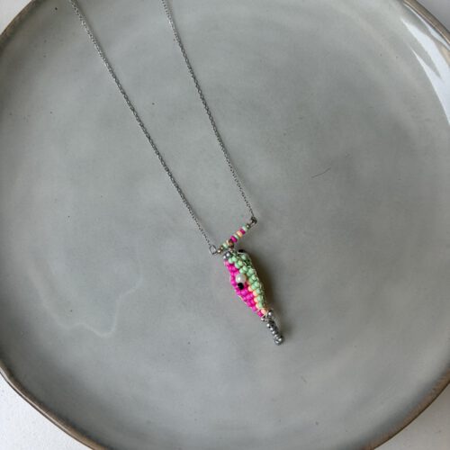 Kids Fish Ketting zilver/roze