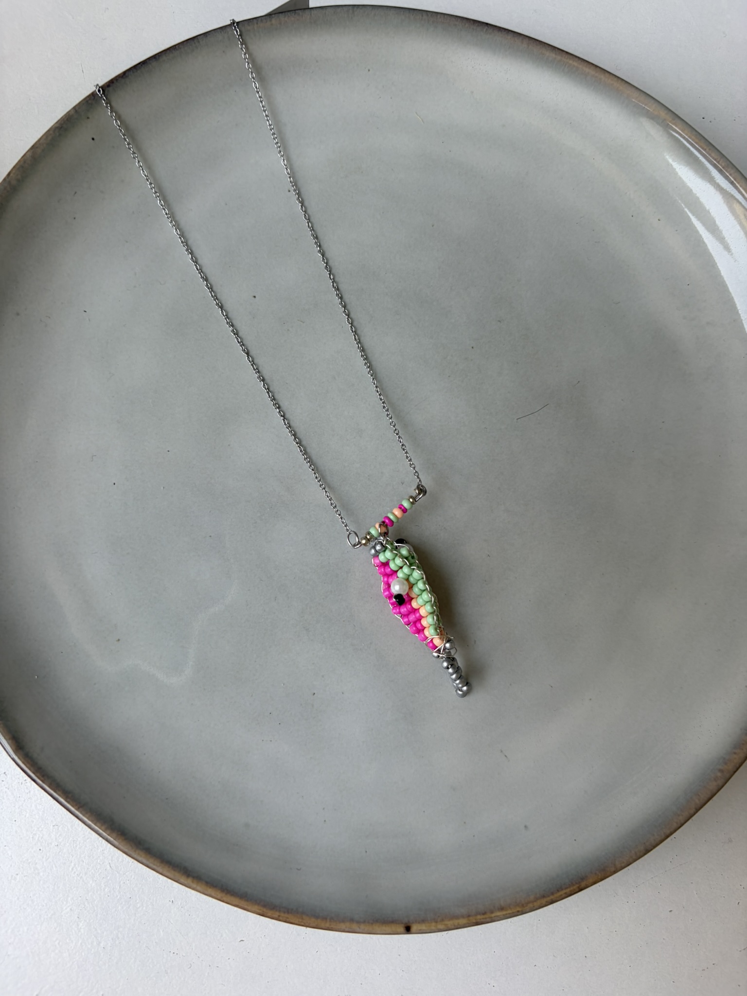 Kids Fish Ketting zilver/roze