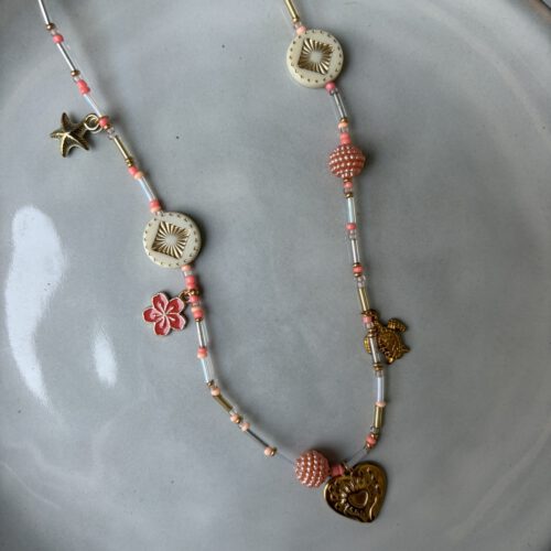 Ibiza Heart ketting coral