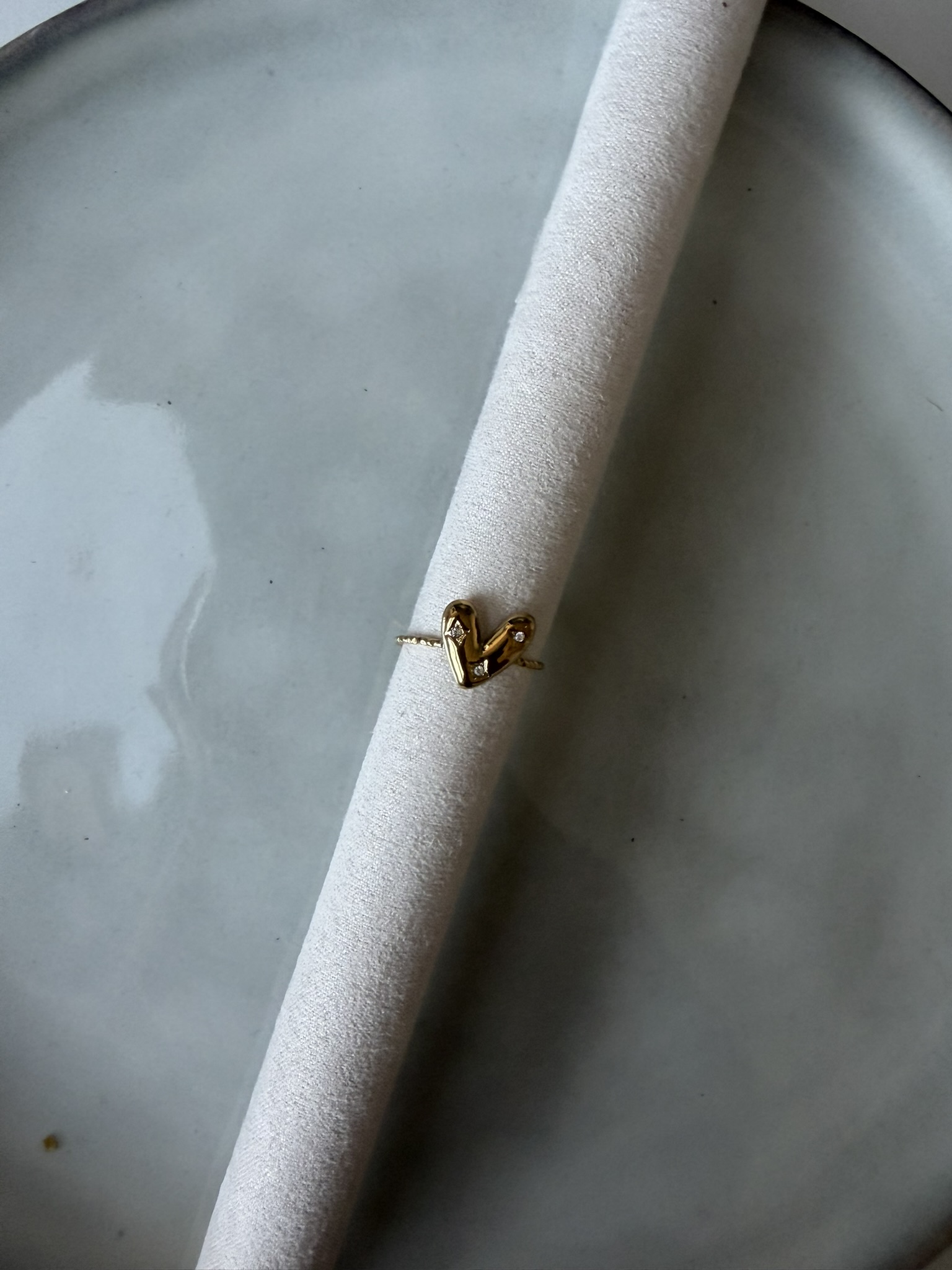 Stone Heart Ring goud