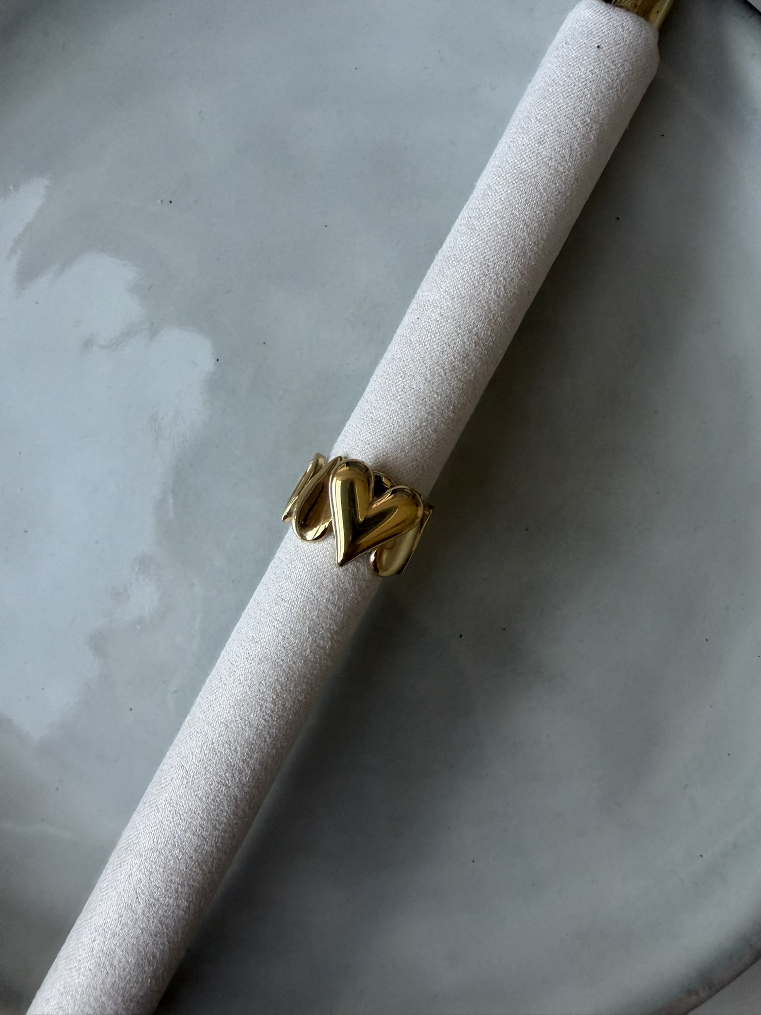 Chunky Heart Ring goud