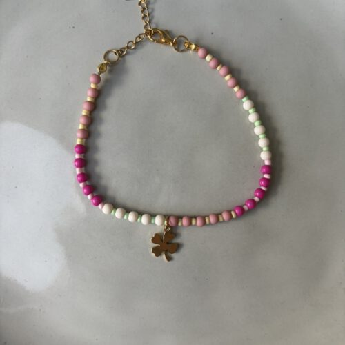 Good Luck Beads Armband roze/goud