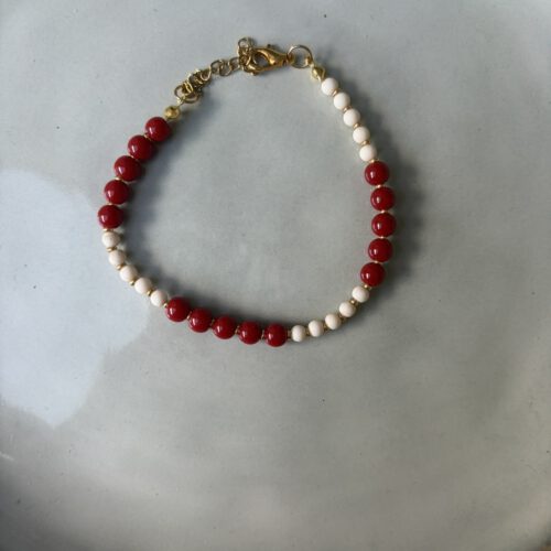 Beads Armband bordeaux/beige