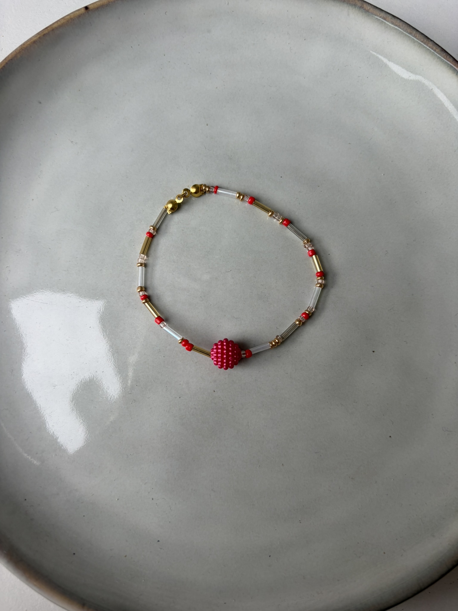 Beads Ball Armband rood