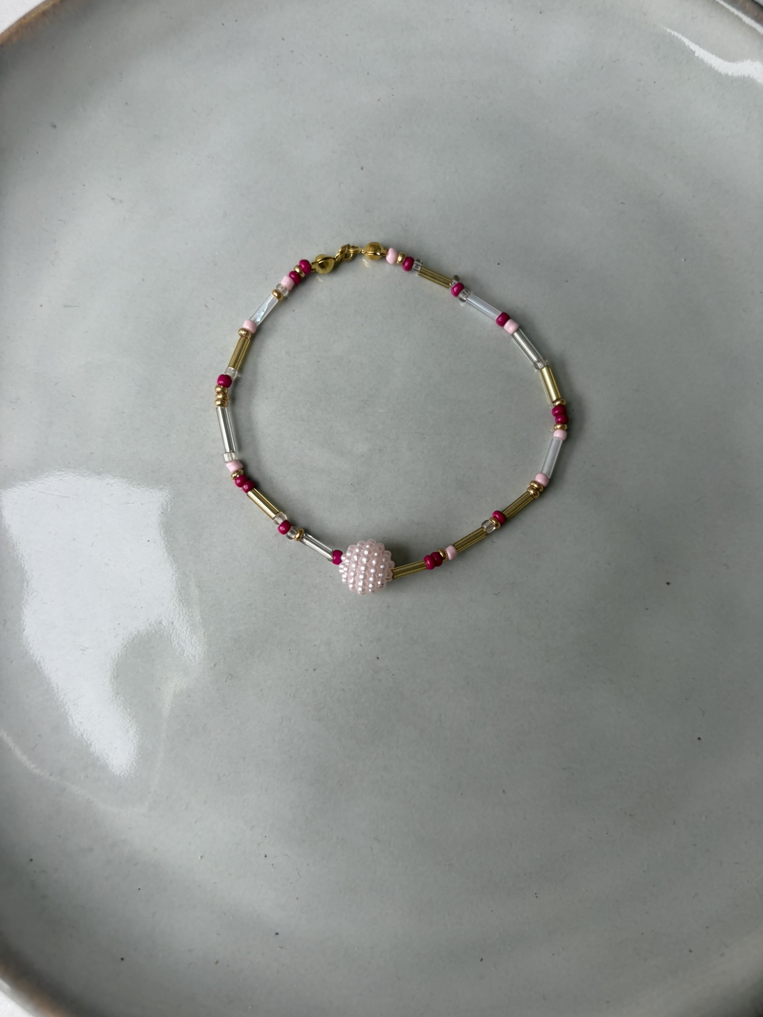 Beads Ball Armband roze