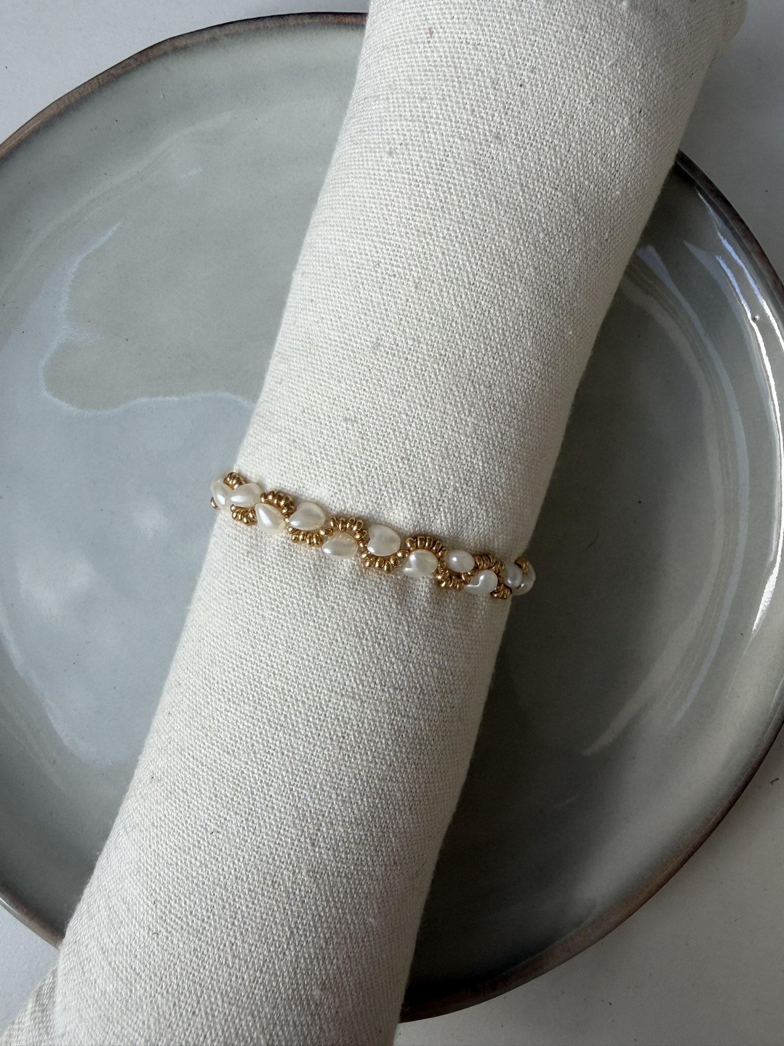 Heart Pearl Swirl Armbandje goud