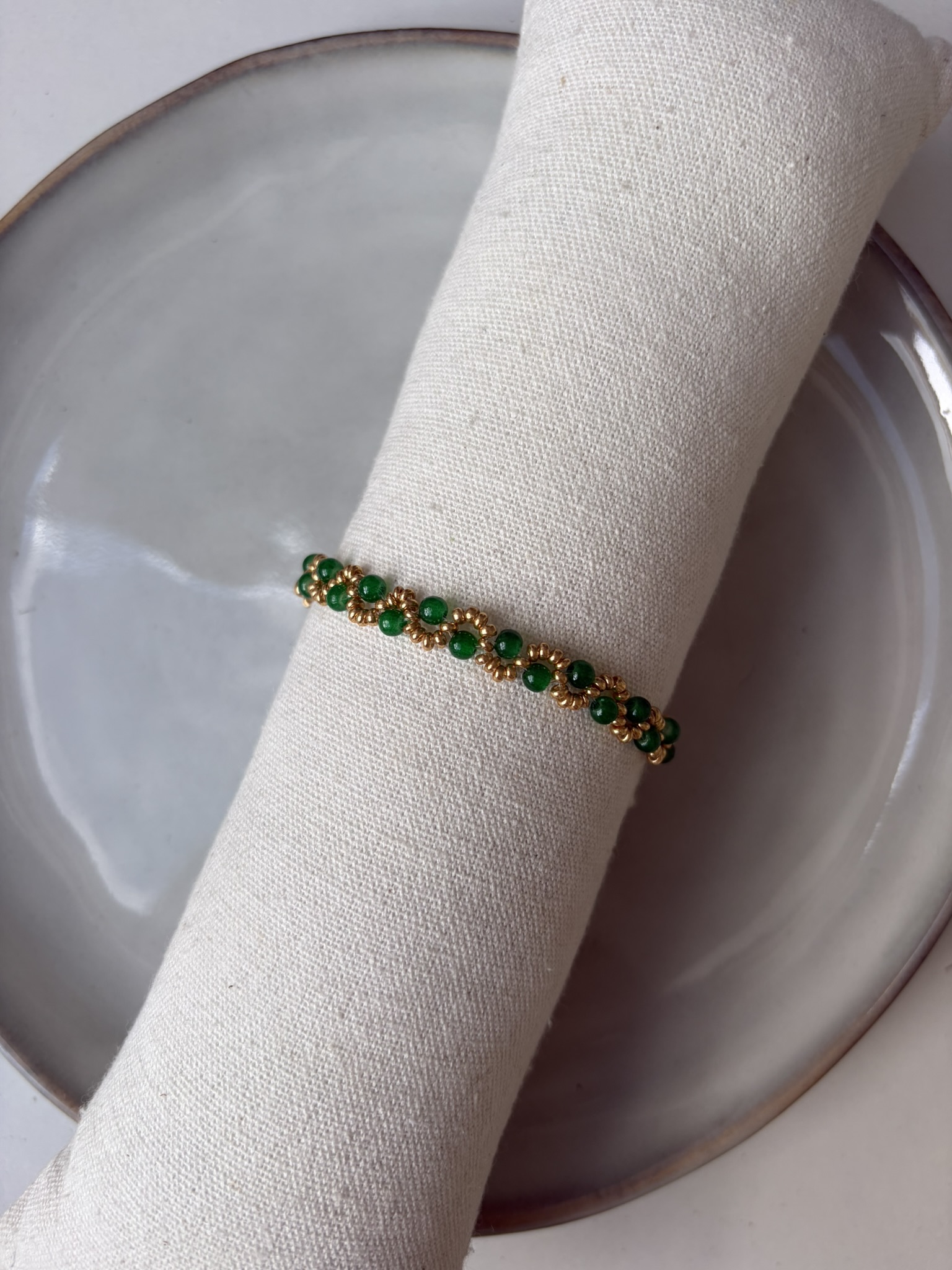 Swirl Armbandje donkergroen/goud