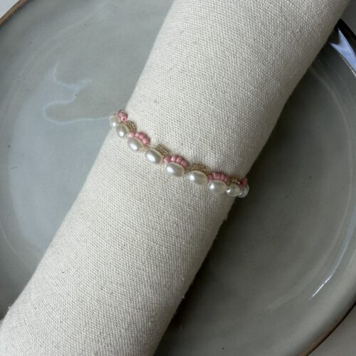 Oval Pearl Armbandje roze