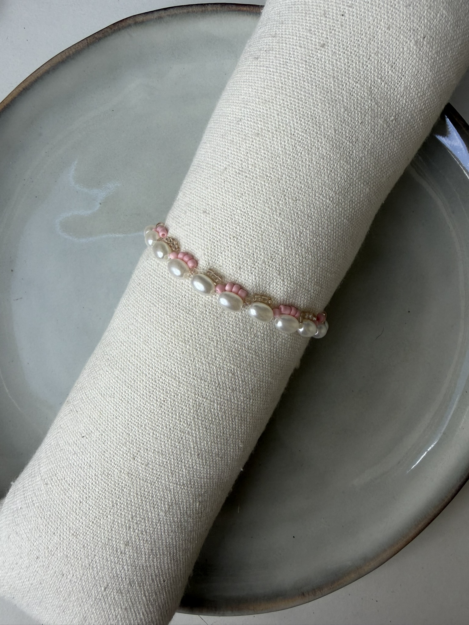 Oval Pearl Armbandje roze