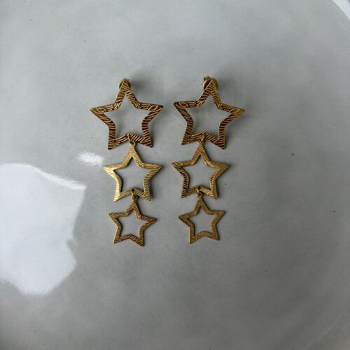 Tripple Zebra Star Oorbellen goud