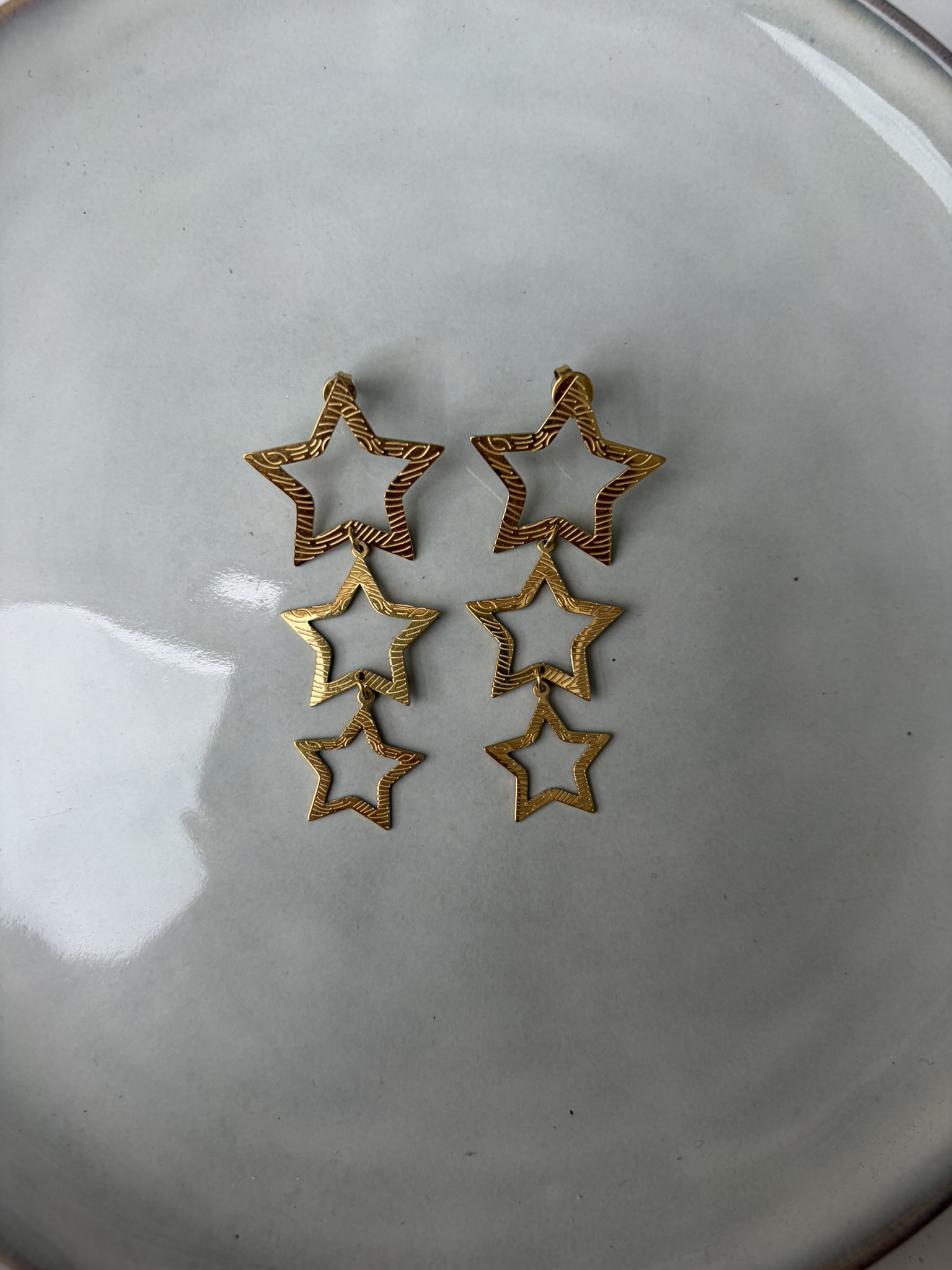 Tripple Zebra Star Oorbellen goud