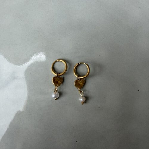 Heart Pearl Oorbellen goud