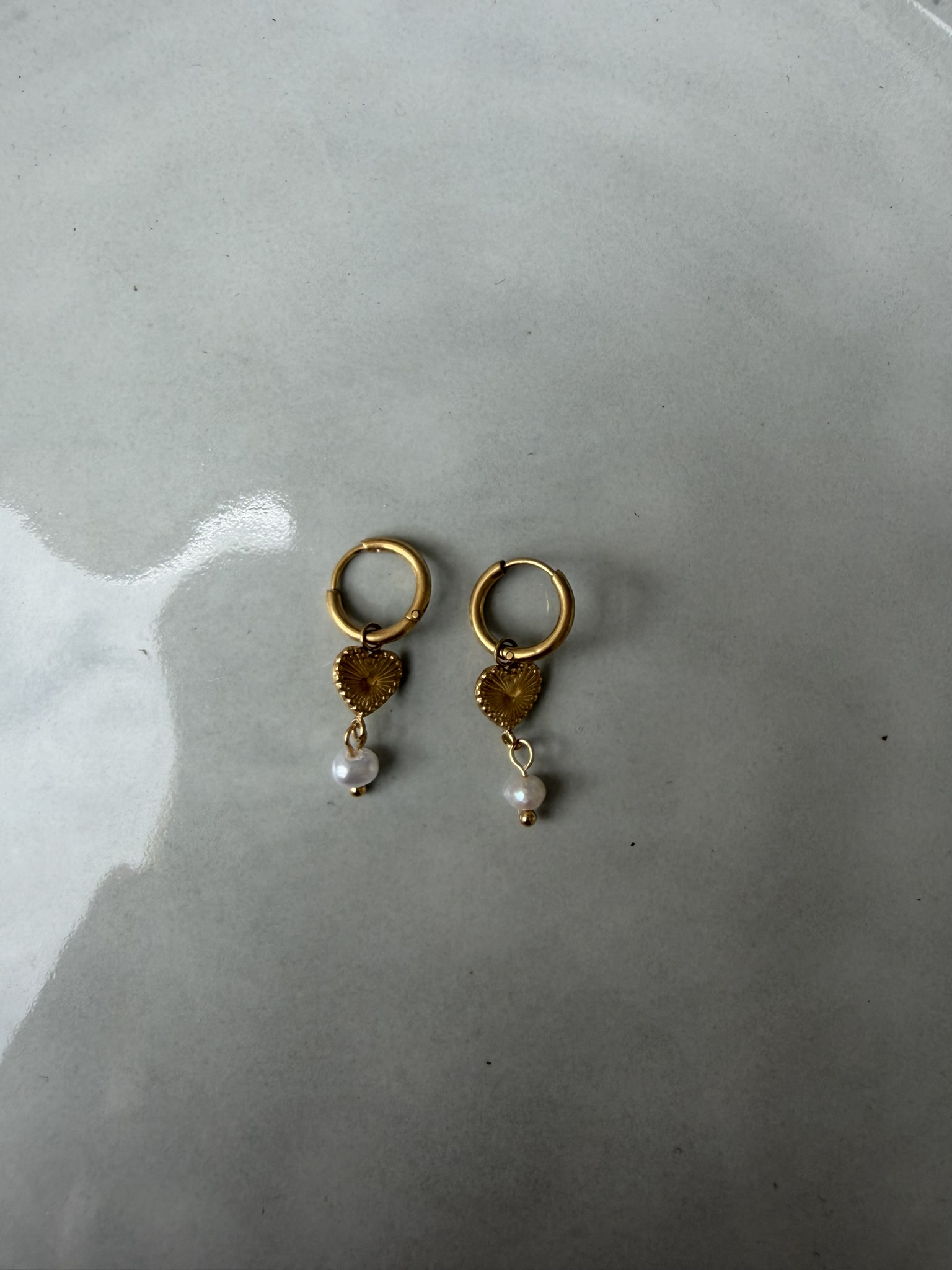 Heart Pearl Oorbellen goud