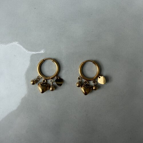 Hanging Hearts Oorbellen goud