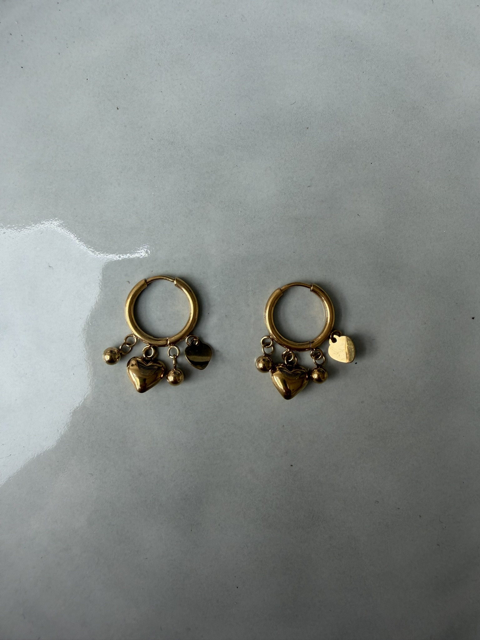 Hanging Hearts Oorbellen goud